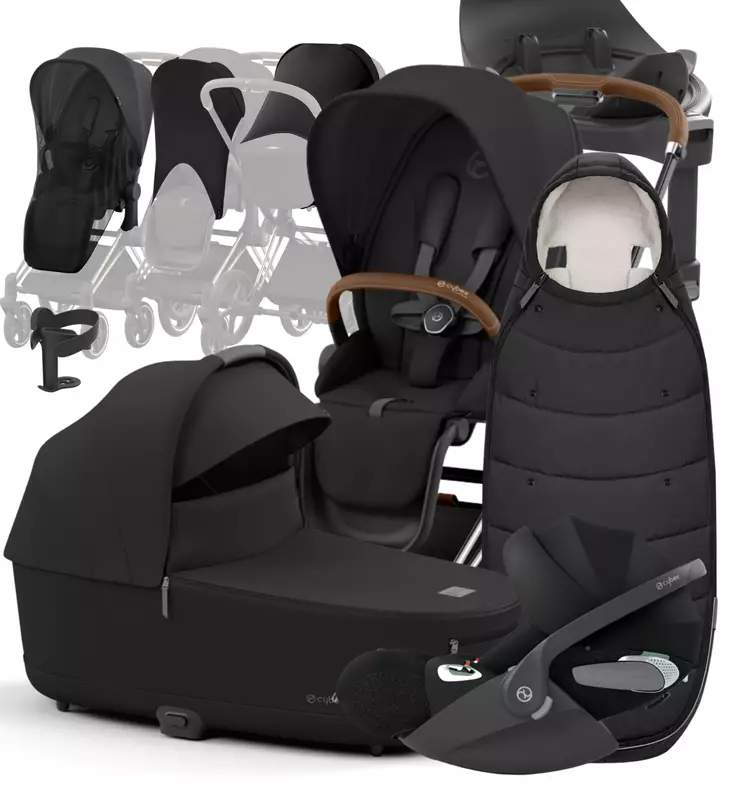 Cybex Priam 4 Lastenvaunujen Starttipaketti lisävarusteilla black wauva - Yhdistelmävaunut - 521002319-SPLVSB - 1
