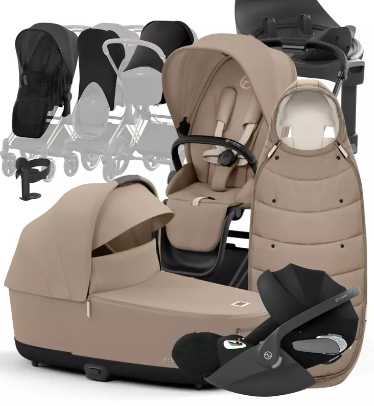 Cybex Priam 4 Lastenvaunujen Starttipaketti lisävarusteilla cozy beige wauva - Yhdistelmävaunut - 521002331-PLVCB - 1