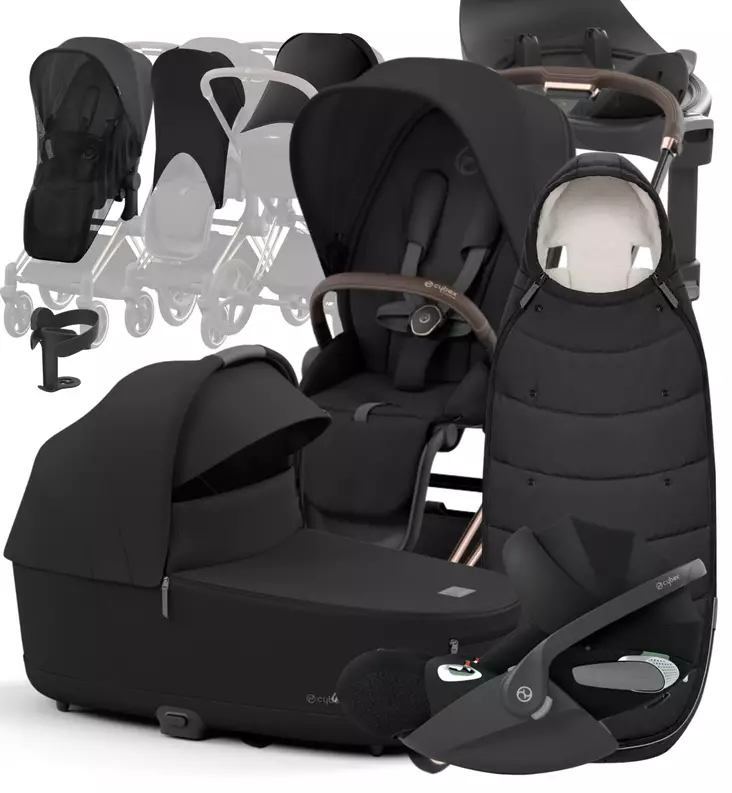 Cybex Priam 4 Lastenvaunujen Starttipaketti lisävarusteilla musta wauva - Yhdistelmävaunut - 521002337-SPLVSB - 1