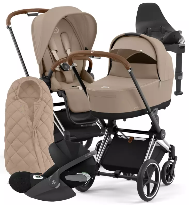 Cybex Priam 4 Lastenvaunujen Starttipaketti turvakaukalolla ja jalustalla + Snøgga lämpöpussi wauva - Yhdistelmävaunut - 521002319-SNPCB - 1