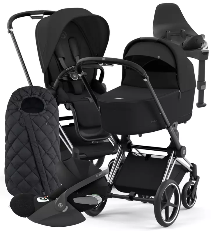 Cybex Priam 4 Lastenvaunujen Starttipaketti turvakaukalolla ja jalustalla + Snøgga lämpöpussi wauva - Yhdistelmävaunut - 521002325-SPSB - 1