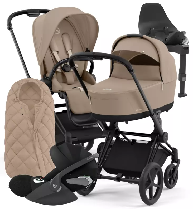 Cybex Priam 4 Lastenvaunujen Starttipaketti turvakaukalolla ja jalustalla + Snøgga lämpöpussi wauva - Yhdistelmävaunut - 521002331-SNPCB - 1