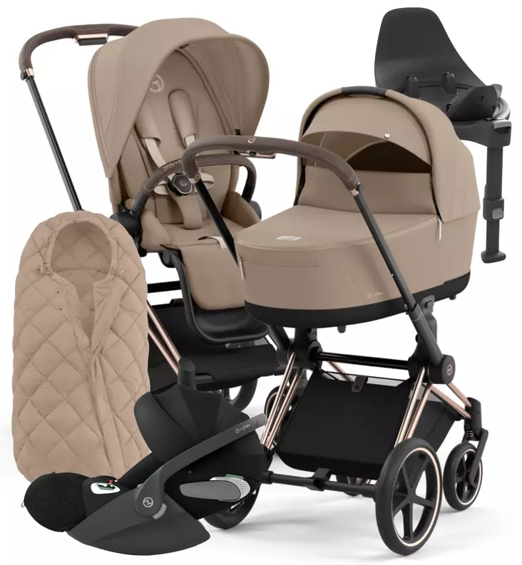 Cybex Priam 4 Lastenvaunujen Starttipaketti turvakaukalolla ja jalustalla + Snøgga lämpöpussi - Lastenvaunutarvikkeet ja lämpöpussit - 521002337-SNPCB - 1