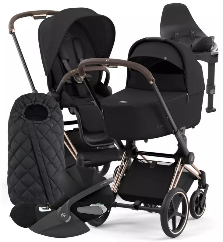 Cybex Priam 4 Lastenvaunujen Starttipaketti turvakaukalolla ja jalustalla + Snøgga lämpöpussi wauva - Yhdistelmävaunut - 521002337-SPSB - 1