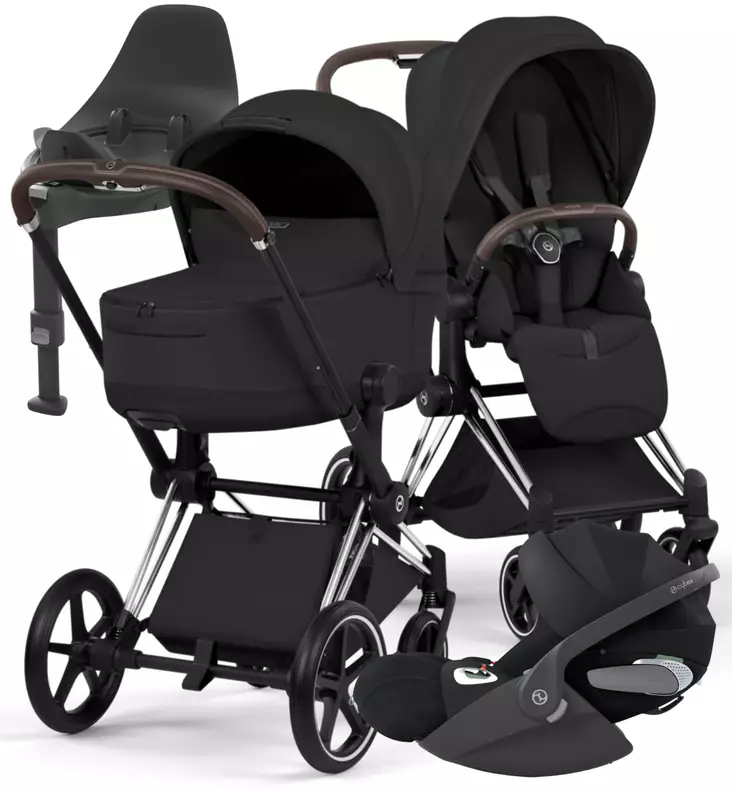Cybex Priam Style Lastenvaunujen Starttipaketti Cloud T turvakaukalolla ja jalustalla chrome brown sepia black wauva - Yhdistelmävaunut - 526000201SPYSB - 1