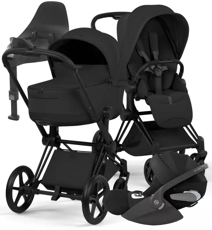Cybex Priam Style Lastenvaunujen Starttipaketti Cloud T turvakaukalolla ja jalustalla matt black sepia black wauva - Yhdistelmävaunut - 526000211SPYSB - 1