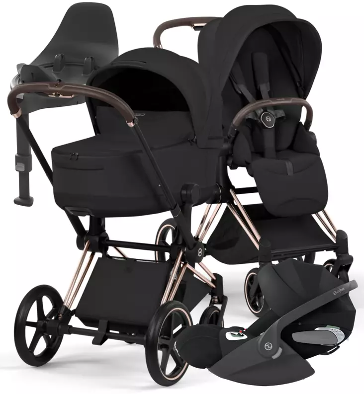 Cybex Priam Style Lastenvaunujen Starttipaketti Cloud T turvakaukalolla ja jalustalla rosegold black wauva - Yhdistelmävaunut - 526000221SPYSB - 1