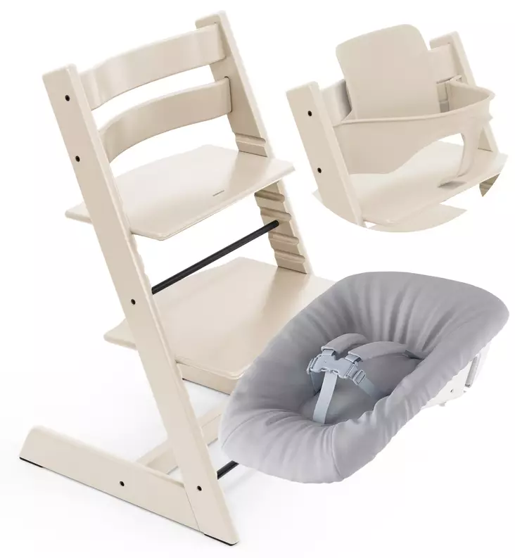 Stokke Tripp Trapp Starttipaketti Newborn & Syöttötuoli vanilla White wauva - Syöttötuolit - 100142-PTNB - 1