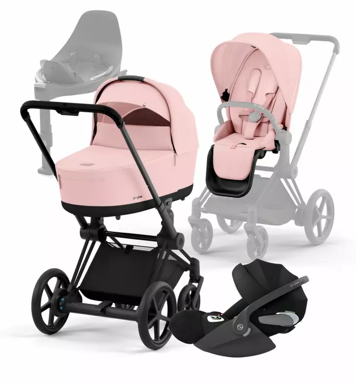 Cybex_ePriam4_Starttipaketti_PeachPink_MattBlack_CloudT_BaseT_wauva - Yhdistelmävaunut - 521002365-SPMABLPC - 100