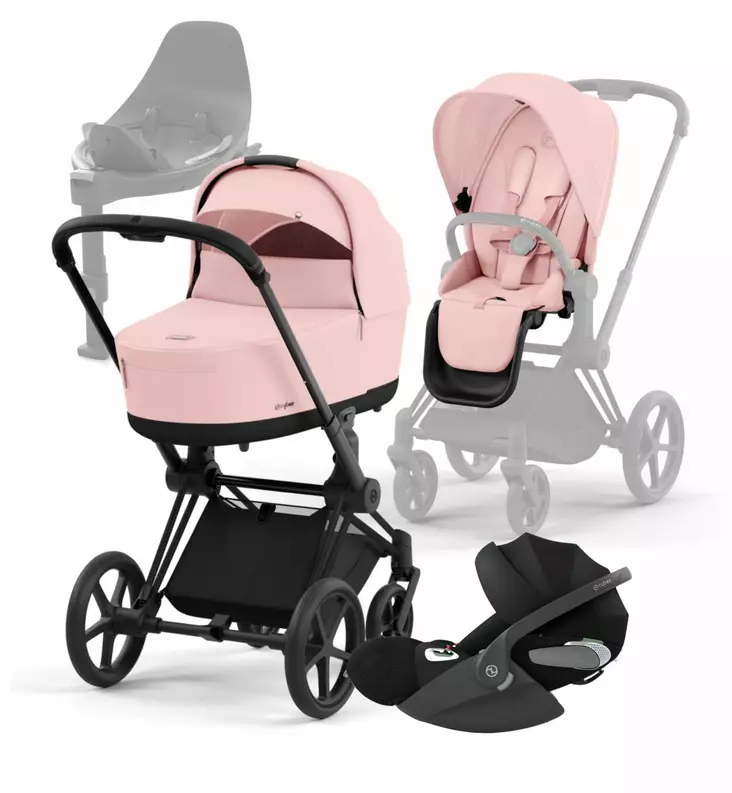 Cybex_Priam4_Starttipaketti_PechPink_MattBlack_CloudT_BaseT_wauva - Yhdistelmävaunut - 521002331-SPMABLPC - 90