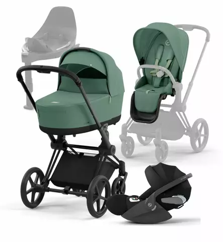 Cybex_Priam4_Starttipaketti_LeafGreen_MattBlack_CloudT_BaseT_wauva - Yhdistelmävaunut - 521002331-SPMABLLE - 90