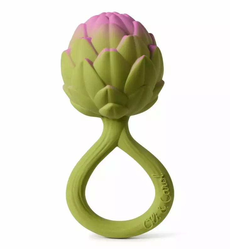 Oli&Carol Artisokka purulelu helistin ekologinen eettinen wauva - Pehmolelut ja helistimet - L-RATTLE-ARTICHOKE - 1