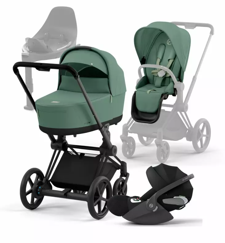 Cybex_ePriam_Starttipaketti_LeafGreen_MattBLack_CloudT_BaseT_wauva - Yhdistelmävaunut - 521002365-SPMABLLE - 100