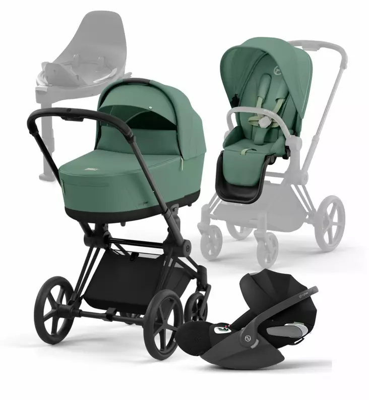 Cybex_Priam4_Starttipaketti_LeafGreen_MattBlack_CloudT_BaseT_wauva - Yhdistelmävaunut - 521002331-SPMABLLE - 90