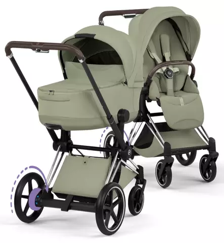 Cybex ePriam Style Sähköavusteiset Lastenvaunut chrome brown sage green wauva - Yhdistelmävaunut - 526000231-PYSG - 1