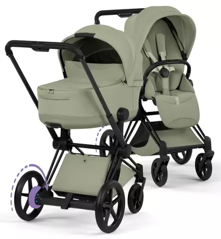 Cybex ePriam Style Sähköavusteiset Lastenvaunut matt black sage green wauva - Yhdistelmävaunut - 526000243-PYSG - 1