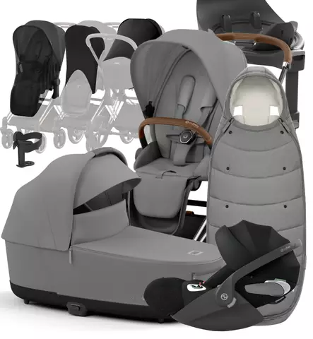 Cybex Priam 4 Lastenvaunujen Starttipaketti lisävarusteilla mirage grey wauva - Yhdistelmävaunut - 521002319-PLVMG - 1