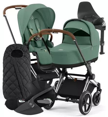 Cybex Priam 4 Lastenvaunujen Starttipaketti turvakaukalolla ja jalustalla + Snøgga lämpöpussi wauva - Yhdistelmävaunut - 521002319-SNPLG - 1