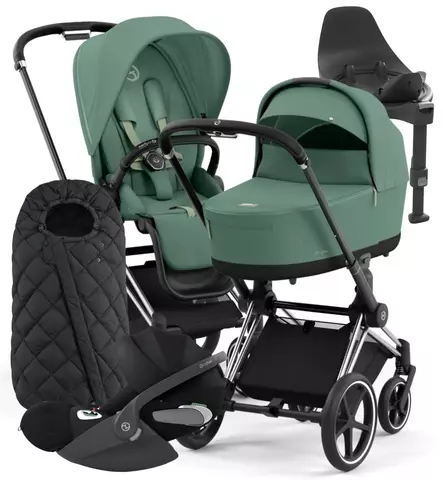 Cybex Priam 4 Lastenvaunujen Starttipaketti turvakaukalolla ja jalustalla + Snøgga lämpöpussi wauva - Yhdistelmävaunut - 521002325-SNPLG - 1