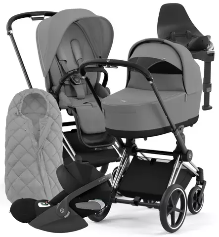 Cybex Priam 4 Lastenvaunujen Starttipaketti turvakaukalolla ja jalustalla + Snøgga lämpöpussi wauva - Yhdistelmävaunut - 521002325-SNPMG - 1