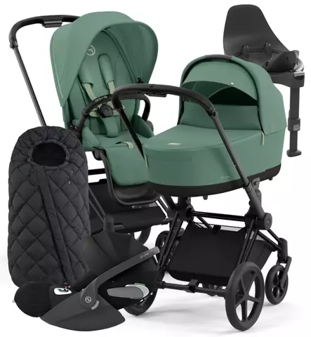 Cybex Priam 4 Lastenvaunujen Starttipaketti turvakaukalolla ja jalustalla + Snøgga lämpöpussi wauva - Yhdistelmävaunut - 521002331-SNPLG - 1