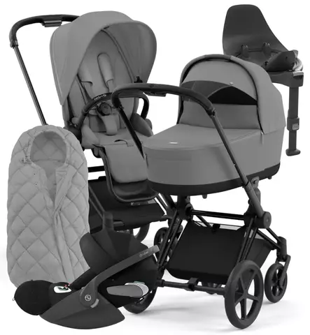 Cybex Priam 4 Lastenvaunujen Starttipaketti turvakaukalolla ja jalustalla + Snøgga lämpöpussi wauva - Yhdistelmävaunut - 521002331-SNPMG - 1
