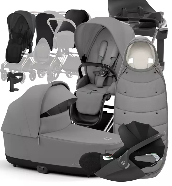 Cybex ePriam 4 Lastenvaunujen Starttipaketti lisävarusteilla mirage grey wauva - Yhdistelmävaunut - 521002357-PLVMG - 1
