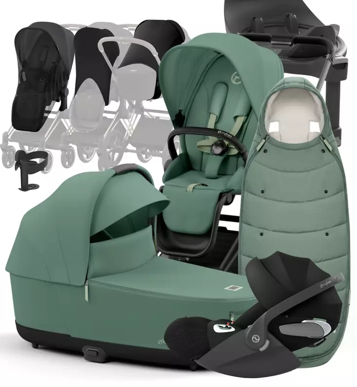 Cybex ePriam 4 Lastenvaunujen Starttipaketti lisävarusteilla leaf green wauva - Yhdistelmävaunut - 521002365-PLVLG - 1