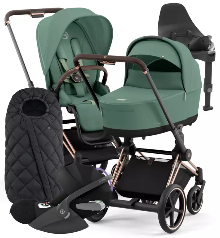 Cybex ePriam 4 Lastenvaunujen Starttipaketti turvakaukalolla ja jalustalla + Snøgga lämpöpussi wauva - Vaunujen Starttipaketit - 521002373-SNPLG - 1