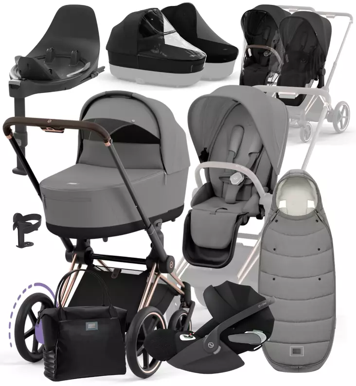 Cybex ePriam Lastenvaunujen Starttipaketti All-in-One Mirage Grey wauva - Yhdistelmävaunut - 521002373-ASPMG - 1