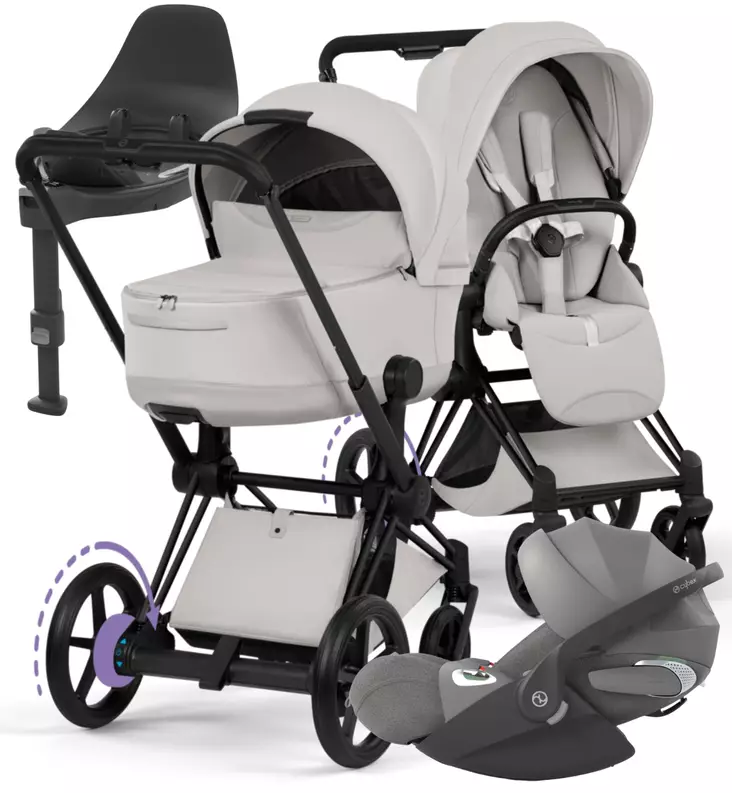 Cybex ePriam Style Sähköavusteiset Lastenvaunut Starttipaketti Cloud T turvakaukalolla ja jalustalla - Yhdistelmävaunut - 5526000243SPYCG - 1