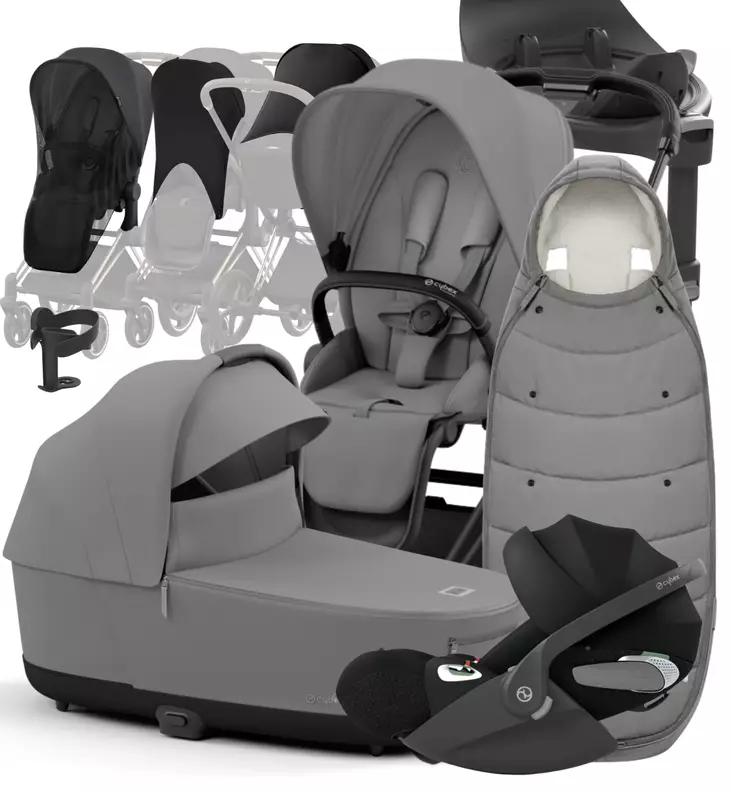 Cybex Priam 4 Lastenvaunujen Starttipaketti lisävarusteilla mirage grey wauva - Yhdistelmävaunut - 521002331-PLVMG - 1