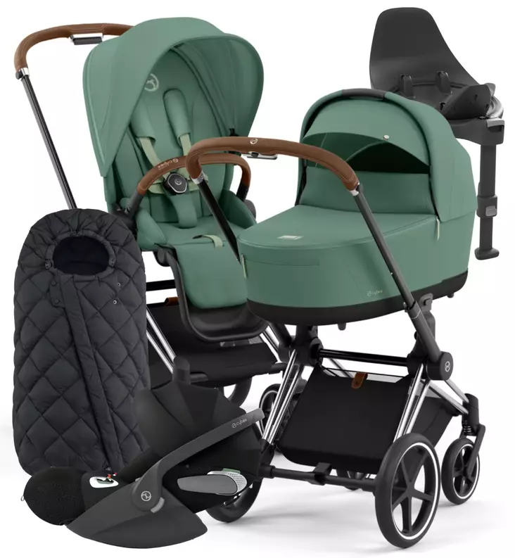 Cybex Priam 4 Lastenvaunujen Starttipaketti turvakaukalolla ja jalustalla + Snøgga lämpöpussi wauva - Yhdistelmävaunut - 521002319-SNPLG - 1