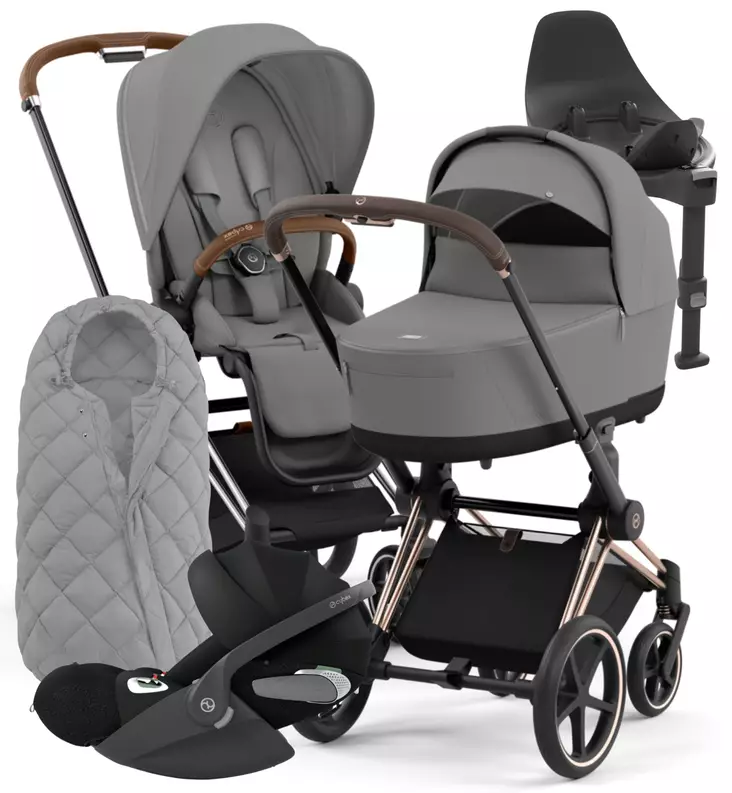 Cybex Priam 4 Lastenvaunujen Starttipaketti turvakaukalolla ja jalustalla + Snøgga lämpöpussi wauva - Yhdistelmävaunut - 521002319-SNPMG - 1