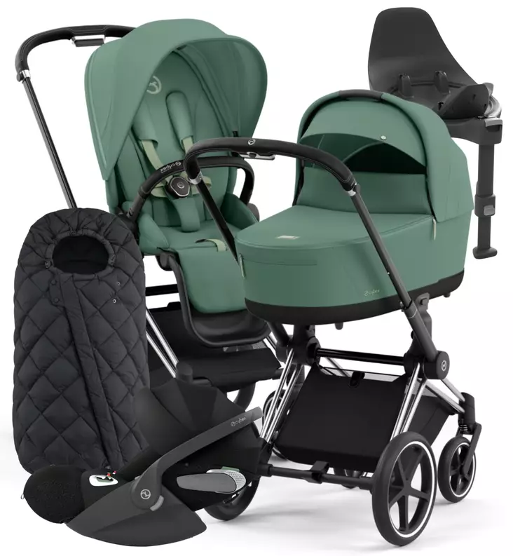 Cybex Priam 4 Lastenvaunujen Starttipaketti turvakaukalolla ja jalustalla + Snøgga lämpöpussi wauva - Yhdistelmävaunut - 521002325-SNPLG - 1