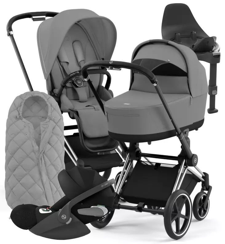 Cybex Priam 4 Lastenvaunujen Starttipaketti turvakaukalolla ja jalustalla + Snøgga lämpöpussi wauva - Yhdistelmävaunut - 521002325-SNPMG - 1