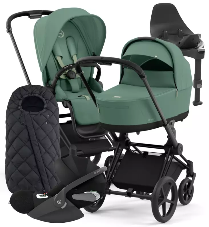 Cybex Priam 4 Lastenvaunujen Starttipaketti turvakaukalolla ja jalustalla + Snøgga lämpöpussi wauva - Yhdistelmävaunut - 521002331-SNPLG - 1