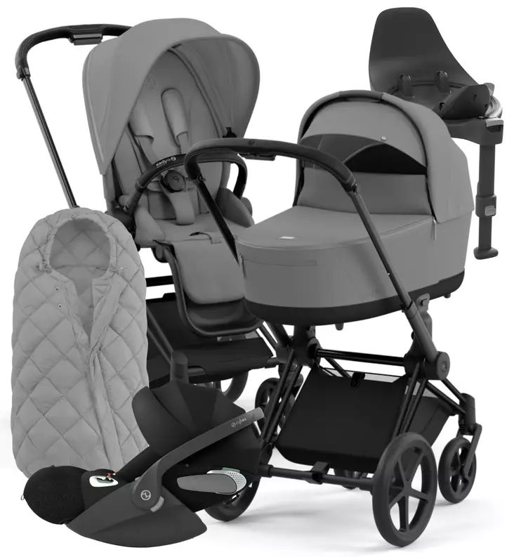 Cybex Priam 4 Lastenvaunujen Starttipaketti turvakaukalolla ja jalustalla + Snøgga lämpöpussi wauva - Yhdistelmävaunut - 521002331-SNPMG - 1