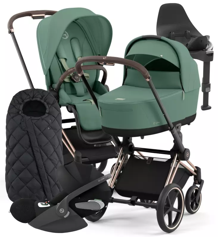 Cybex Priam 4 Lastenvaunujen Starttipaketti turvakaukalolla ja jalustalla + Snøgga lämpöpussi wauva - Yhdistelmävaunut - 521002337-SNPLG - 1