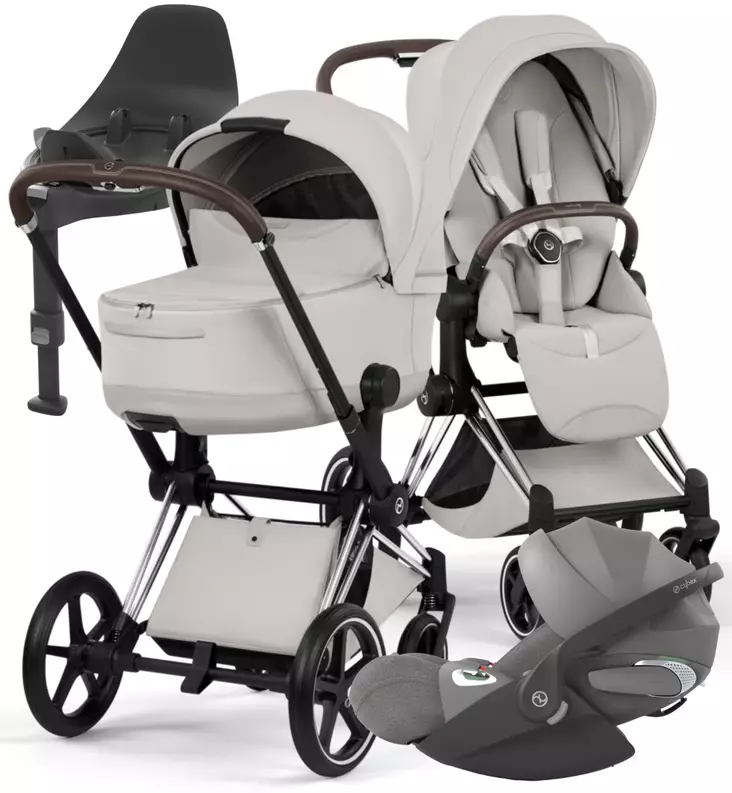 Cybex Priam Style Lastenvaunujen Starttipaketti Cloud T turvakaukalolla ja jalustalla chrome brown city grey wauva - Yhdistelmävaunut - 526000201SPYCG - 1