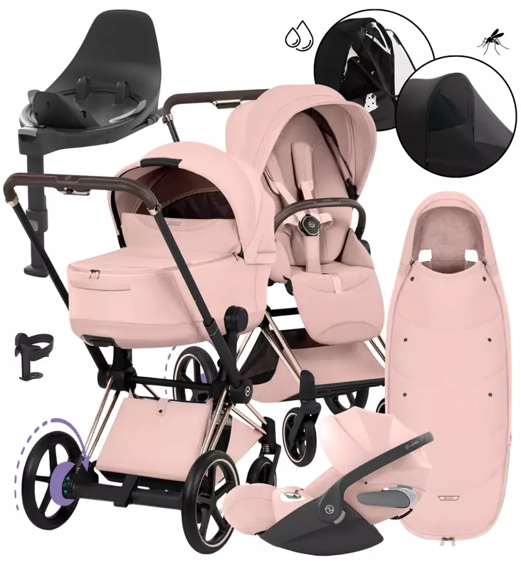 Cybex ePriam Style Lastenvaunujen All-in-One Starttipaketti Peach Pink rose gold wauva - Yhdistelmävaunut - 526000255PALLPEACH - 1