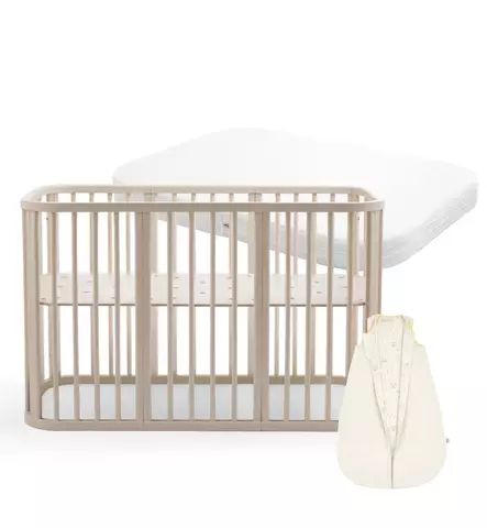 Stokke Nighti Pinnasänky Starttipaketti patjalla ja unipussilla vanilla white wauva - Pinnasängyt ja kehdot - 705402-KPI - 1