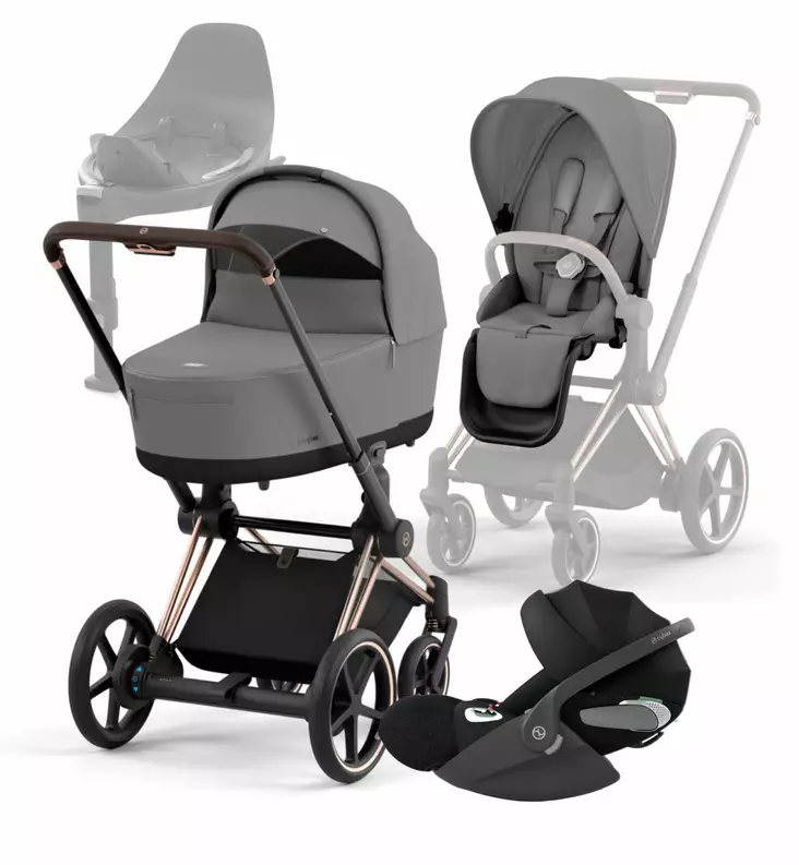 Cybex_ePriam4_Starttipaketti_RoseGold_MirageGrey_CloudT_BaseT_Wauva - Yhdistelmävaunut - 521002373-SPROGOMI - 1