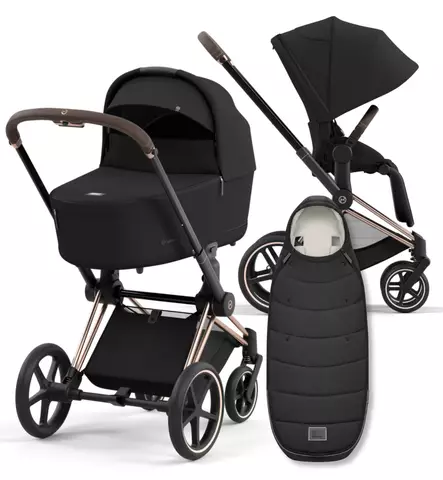 Cybex Priam 4 Lastenvaunujen Starttipaketti Platinum lämpöpussilla black wauva - Yhdistelmävaunut - 521002337-PSBL - 1