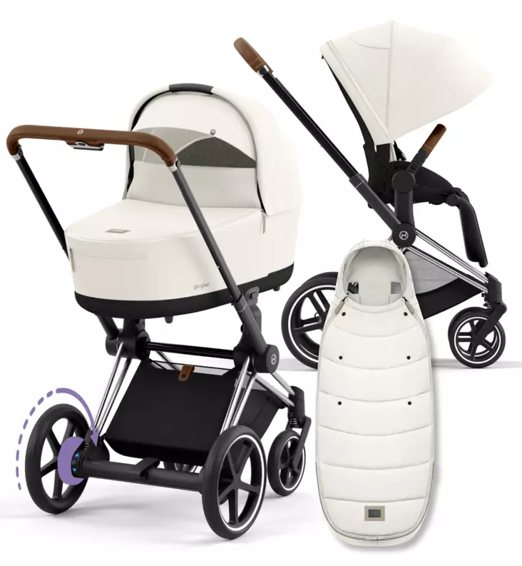 Cybex ePriam 4 Lastenvaunujen Starttipaketti Platinum lämpöpussilla white wauva - Yhdistelmävaunut - 521002349-POWL - 1