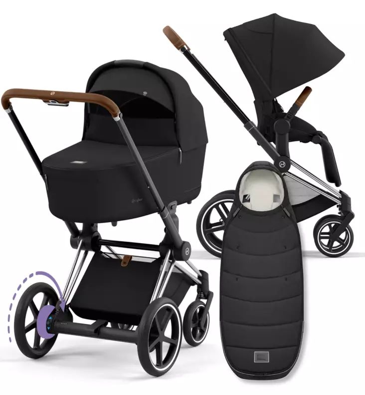 Cybex ePriam 4 Lastenvaunujen Starttipaketti Platinum lämpöpussilla black wauva - Yhdistelmävaunut - 521002349-PSBL - 1