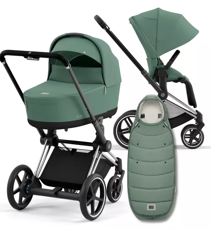 Cybex ePriam 4 Lastenvaunujen Starttipaketti Platinum lämpöpussilla green wauva - Yhdistelmävaunut - 521002357-PLGL - 1