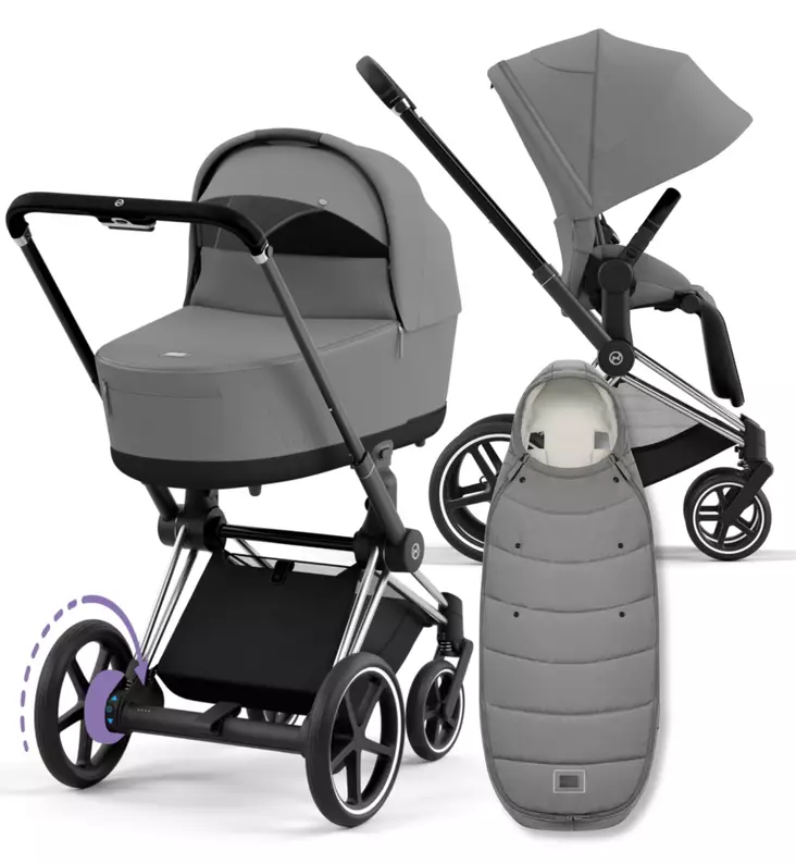 Cybex ePriam 4 Lastenvaunujen Starttipaketti Platinum lämpöpussilla grey wauva - Yhdistelmävaunut - 521002357-PMGL - 1