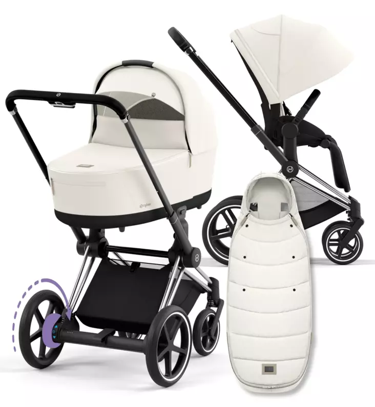 Cybex ePriam 4 Lastenvaunujen Starttipaketti Platinum lämpöpussilla white wauva - Yhdistelmävaunut - 521002357-POWL - 1