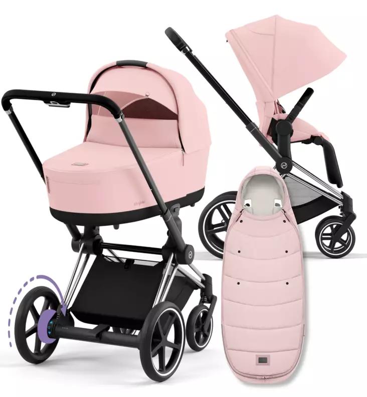 Cybex ePriam 4 Lastenvaunujen Starttipaketti Platinum lämpöpussilla pink wauva - Yhdistelmävaunut - 521002357-PPPL - 1